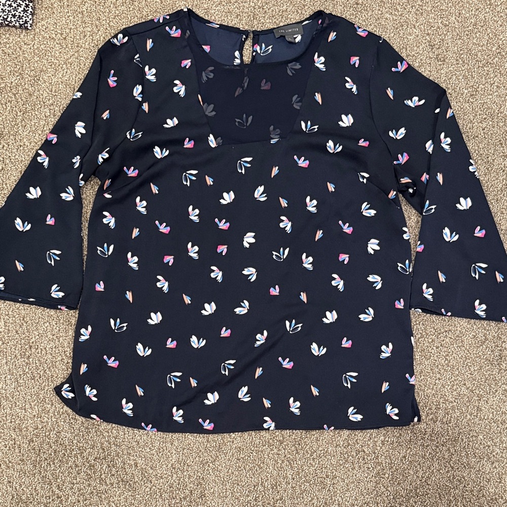 The Limited Navy Floral Blouse